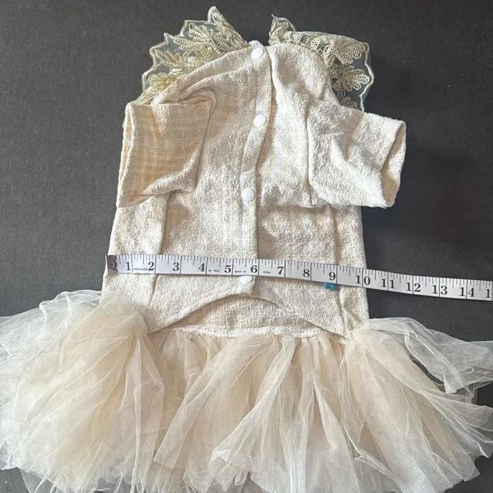 Petstyle Cream & Gold Dog Dress Size L NEW